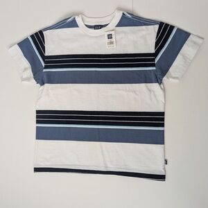 GAP Blue and White Striped Short Sleeve Tee